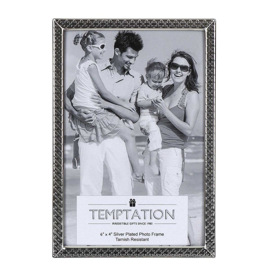 Photo Frames | Temptation Temptation Silver-Plated Narrow Edge Bobble Photo Frame 4X6