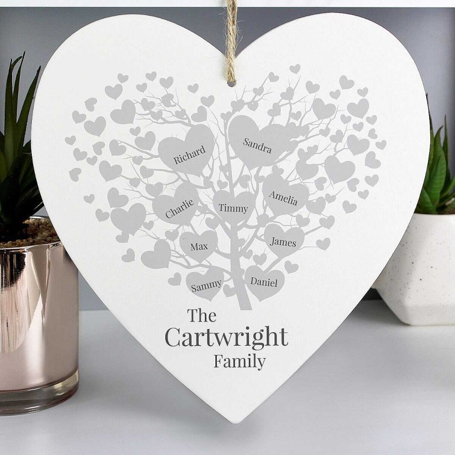 Mum | Temptation Gifts Personalised 'Family Tree' Large Wooden Heart Hanging Decoration