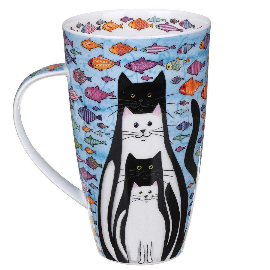 Pet Accessories | Dunoon Dunoon Aqua Cats Henley Shaped Mug