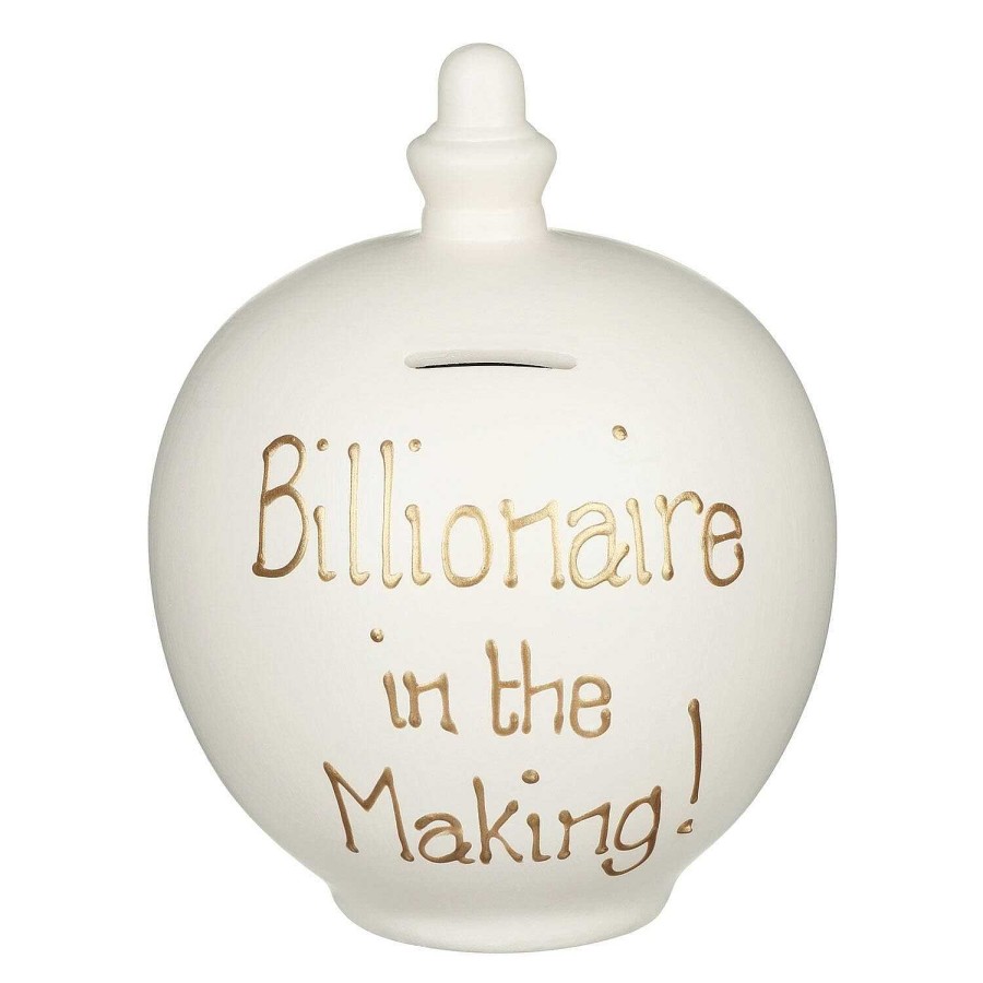 Money Pots | Temptation Temptation 'Billionaire In The Making!' Gold On Cream Money Pot