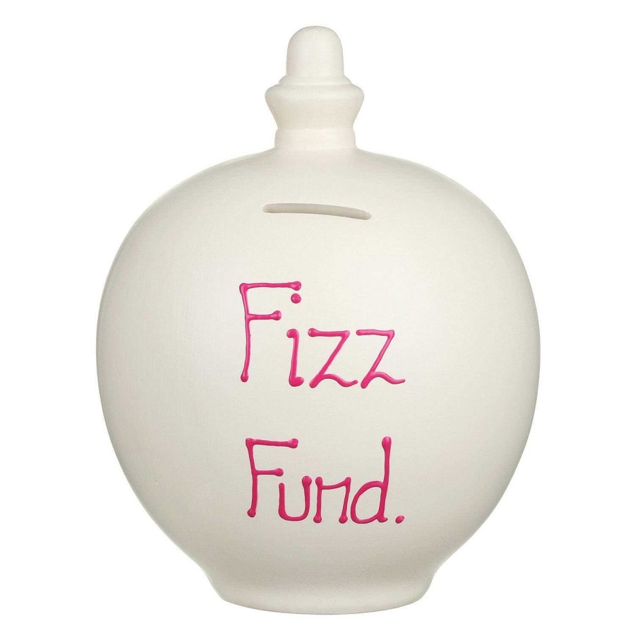 Money Pots | Temptation Temptation 'Fizz Fund' Pink On Cream Money Pot