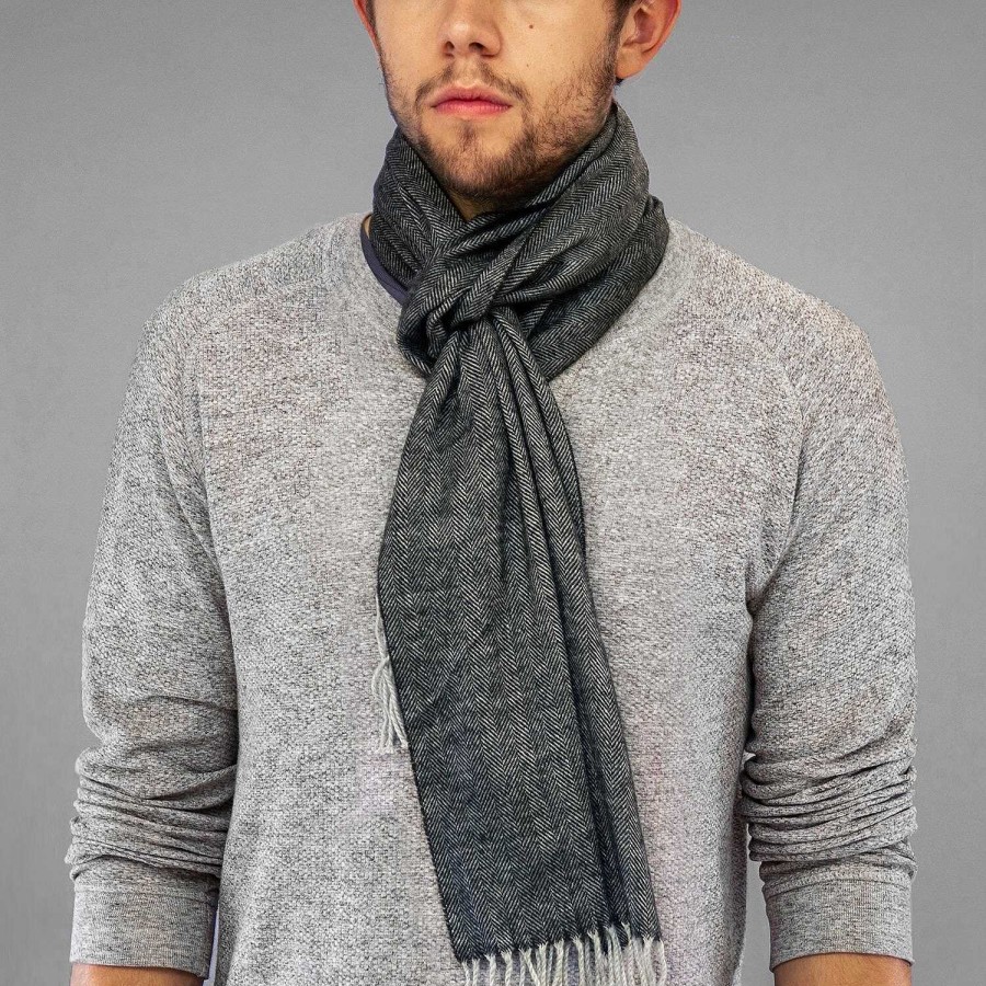 Scarves | Temptation Temptation Grey Striped Men'S Scarf