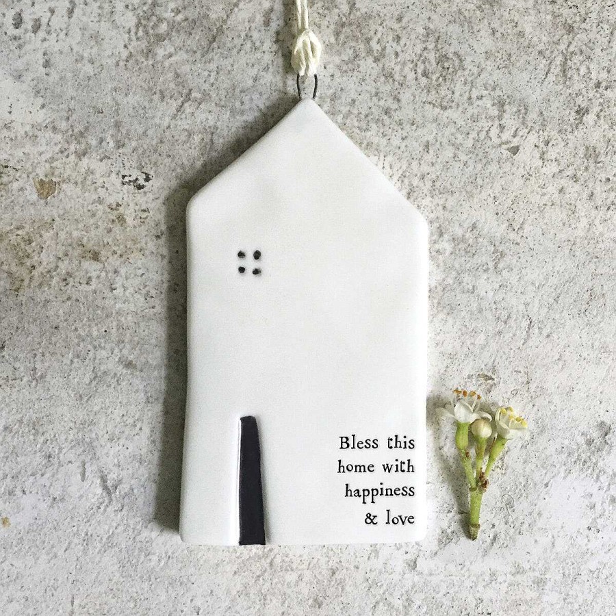 Plaques & Signs | East of India East Of India 'Bless This Home' Medium House Hanger Porcelain Sign