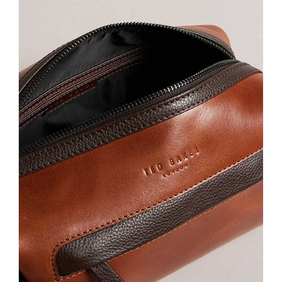 Wash Bags | Ted Baker Ted Baker Raylon Tan Waxy Leather Washbag