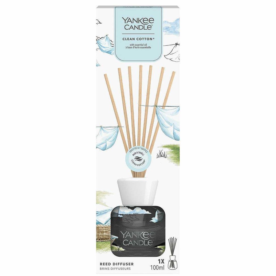 Reed Diffusers | Yankee Candle Yankee Candle Clean Cotton 100Ml Signature Reed Diffuser