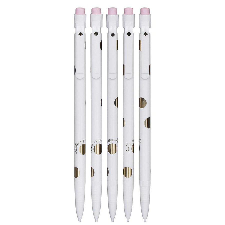 Wedding Planners | Kate Spade New York Kate Spade New York Gold Dot With Script Set Of Five Mechanical Pencils