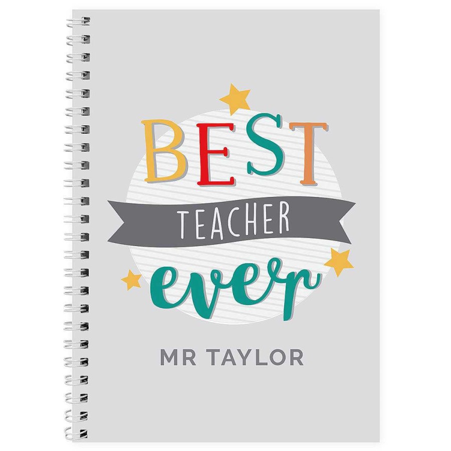 Personalised Gifts | Temptation Gifts Personalised 'Best Teacher Ever' A5 Notebook