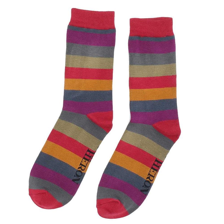 Styles | Mr Heron Mr Heron Dark Thick Stripe Men'S Bamboo Socks