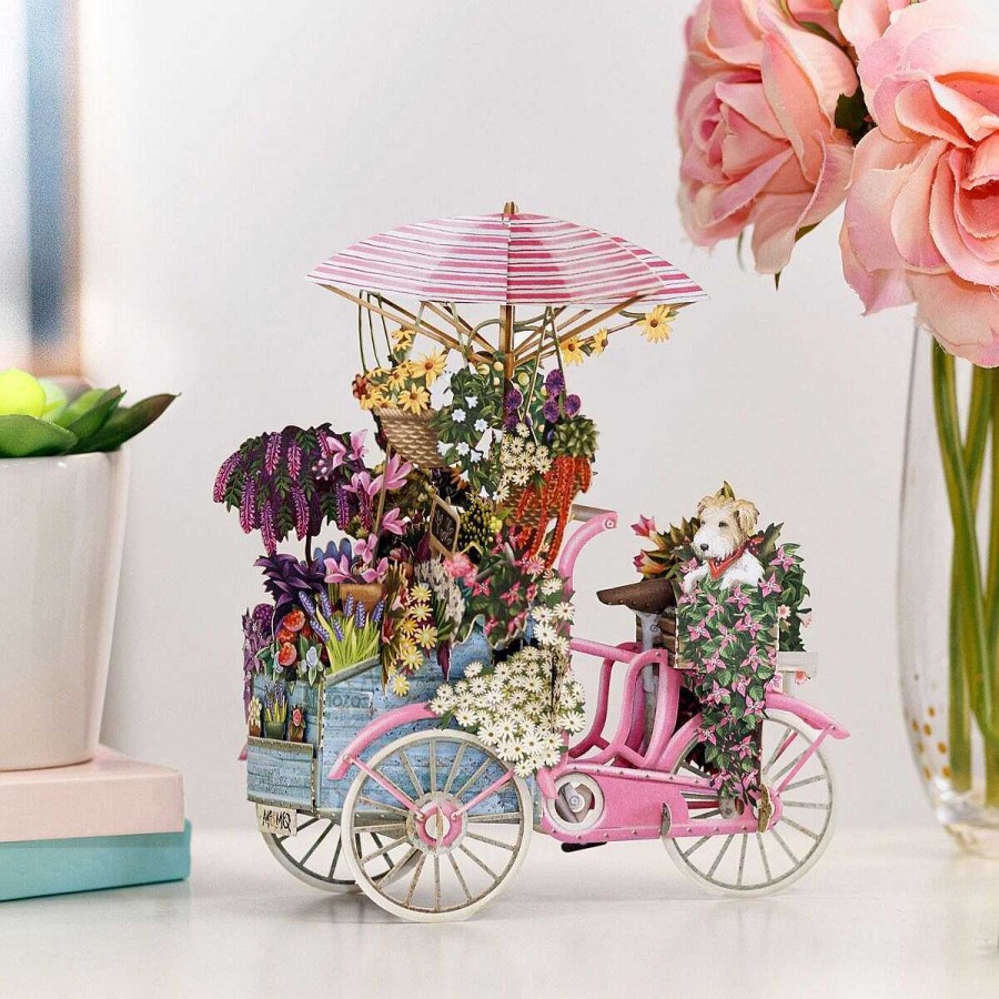 3D Birthday Cards | Me & McQ Me & Mcq "Flower Seller'S Pink Bicycle" 3D Birthday Card