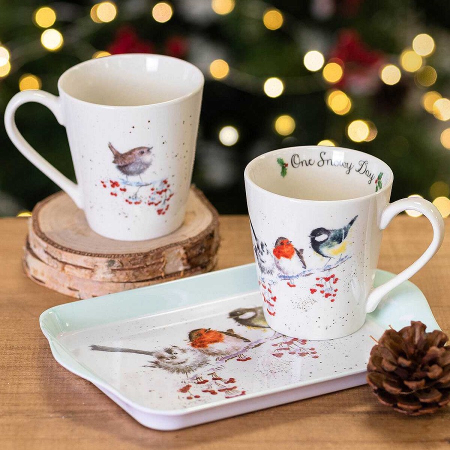 Mug Sets | Wrendale Wrendale One Snowy Day 3 Piece Christmas Mug And Tray Set