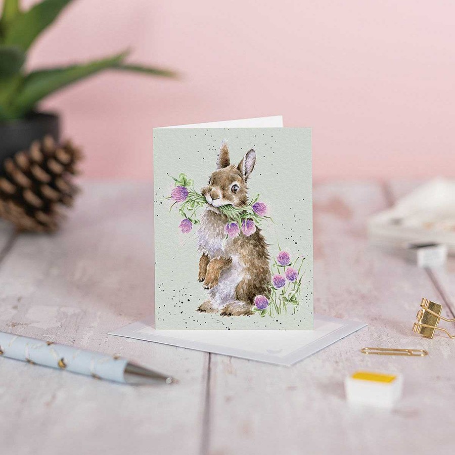 Animals & Birds Cards | Wrendale Wrendale 'Head Clover Heels' Rabbit 9Cm Mini Card