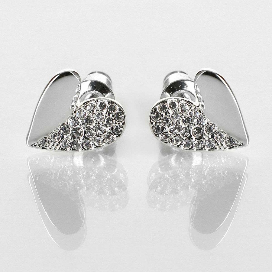 For Bridesmaids | Equilibrium Equilibrium Silver Plated Te Amo Two Halves Heart Stud Earrings