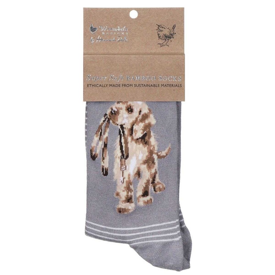 Socks | Wrendale Wrendale 'Hopeful' Purple Dog Women'S Bamboo Socks