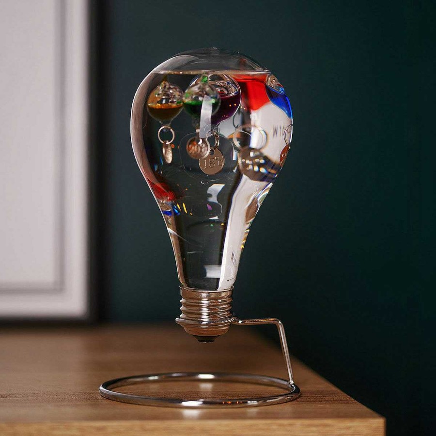 Books & Education | Widdop & Co Widdop & Co 14Cm Light Bulb Galileo Thermometer On Metal Stand