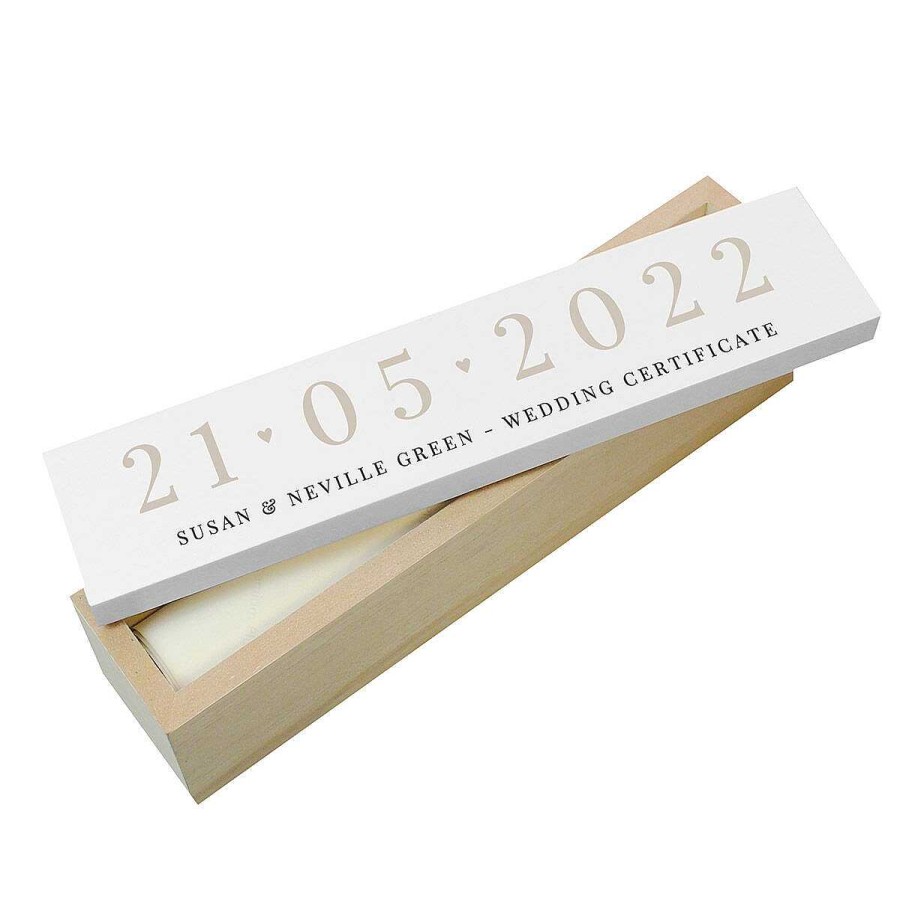 Wedding Accessories & Keepsakes | Temptation Gifts Personalised Big Date Wooden Certificate Holder