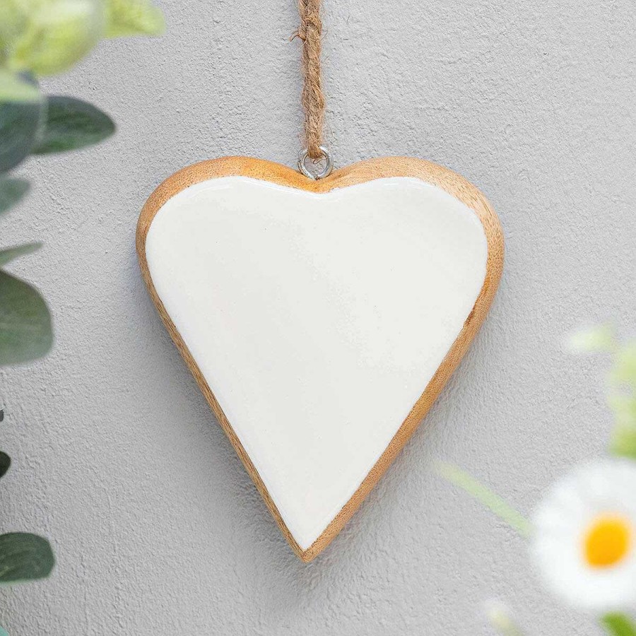 Wedding Decorations | Transomnia Transomnia White Enamelled Wooden Heart Decoration