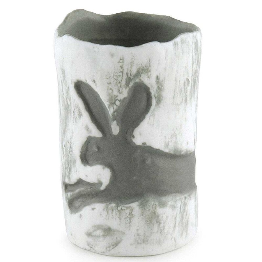 Flower Vases | East of India East Of India Grey Running Rabbit Vase