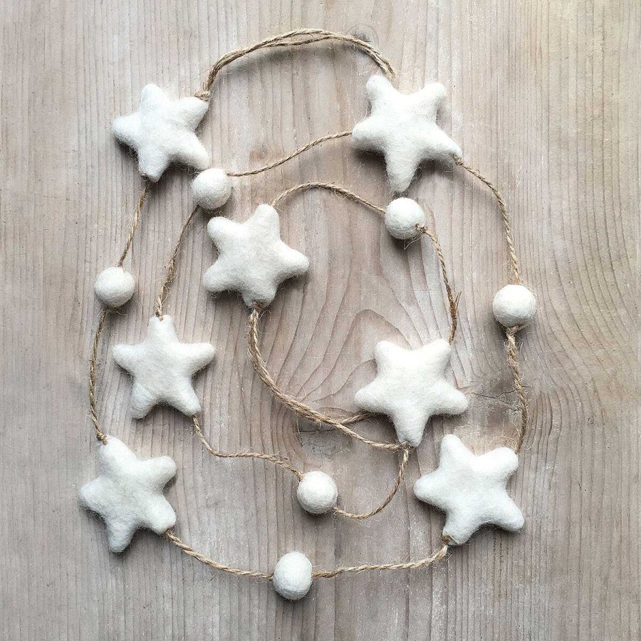 Baby'S Room Decorations | East of India East Of India White Stars Felt Garland