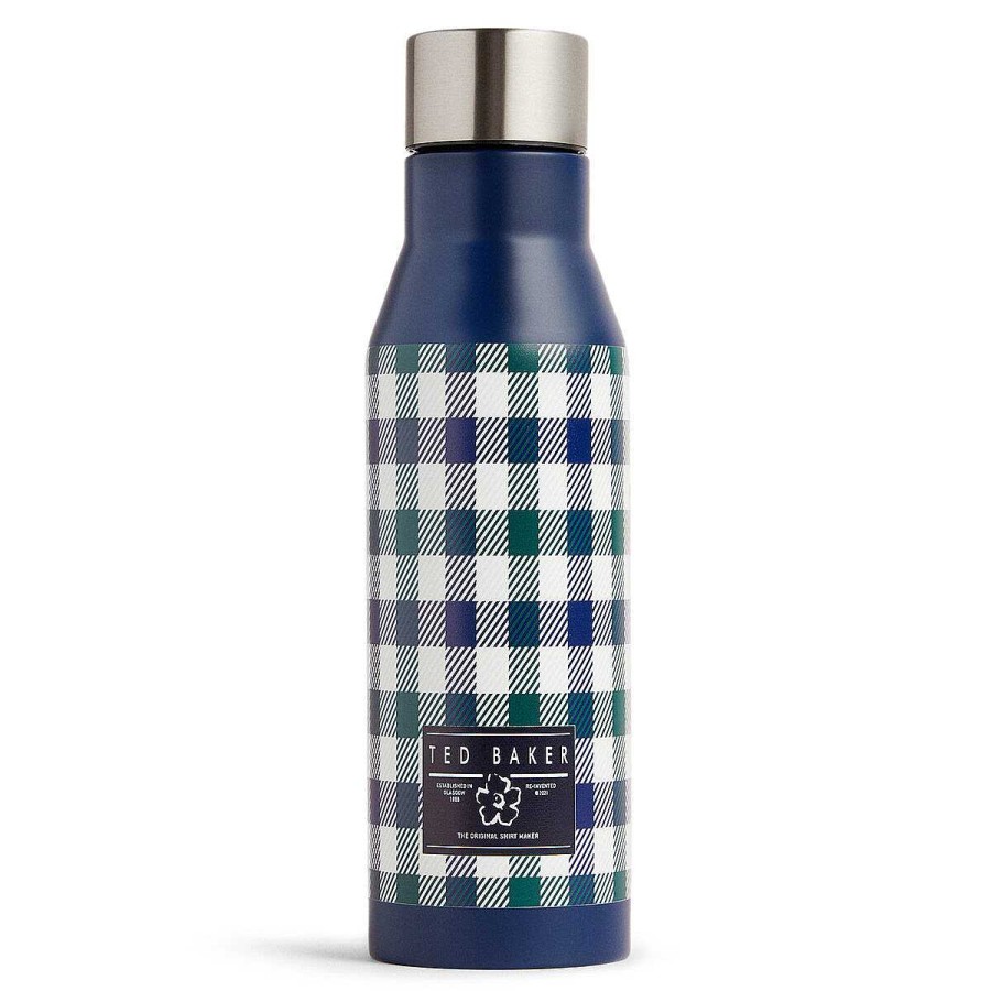 Water Bottles | Ted Baker Ted Baker Ronne House Check Dark Blue Water Bottle