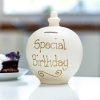 Money Pots | Temptation Temptation 'Special Birthday' Gold On Cream Money Pot