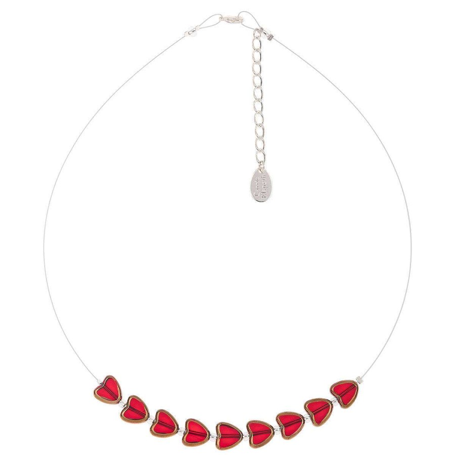 Necklaces | Carrie Elspeth Carrie Elspeth Red Gold Edged Hearts Necklace