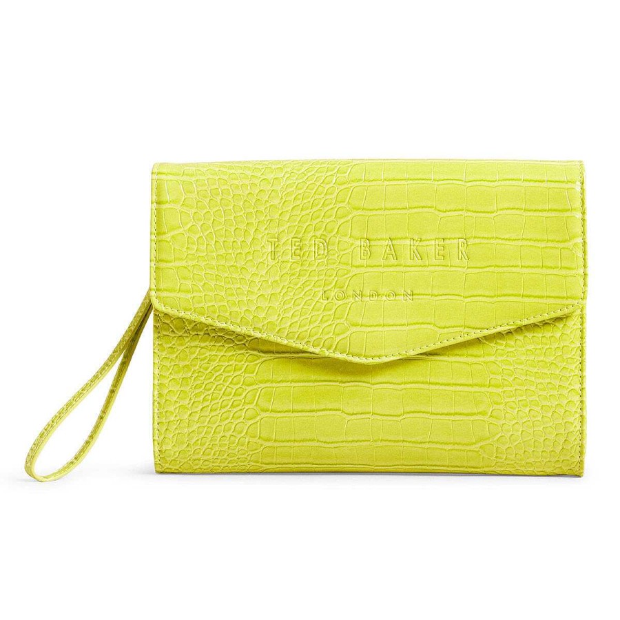 New In | Ted Baker Ted Baker Crocey Lime Croc Envelope Pouch