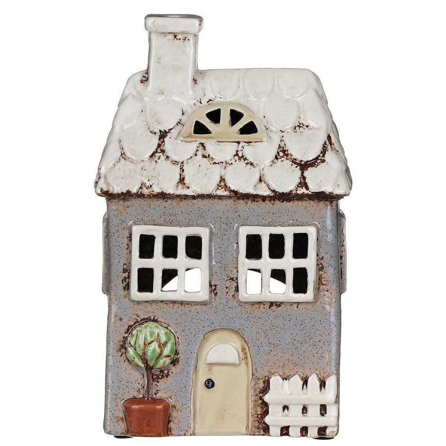 Ornaments | Village Pottery Village Pottery Grey Garden House Tealight Holder