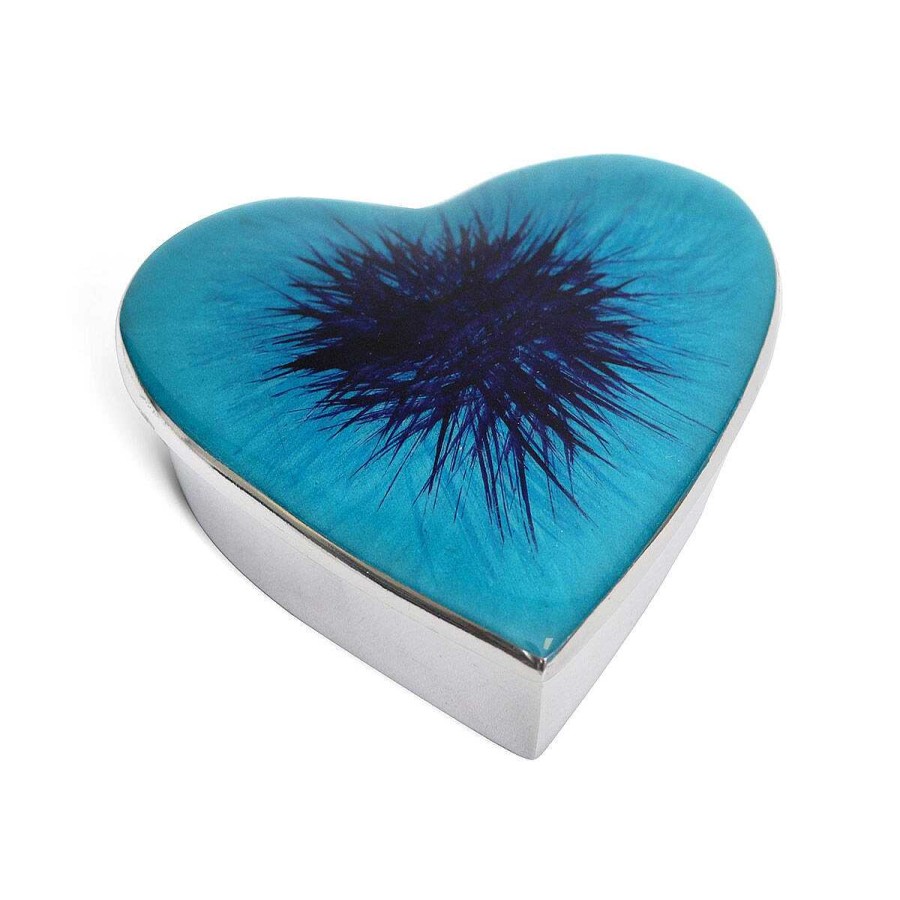 Keepsake Boxes | Tilnar Art Tilnar Art Azeti Brushed Aqua Heart Trinket Box