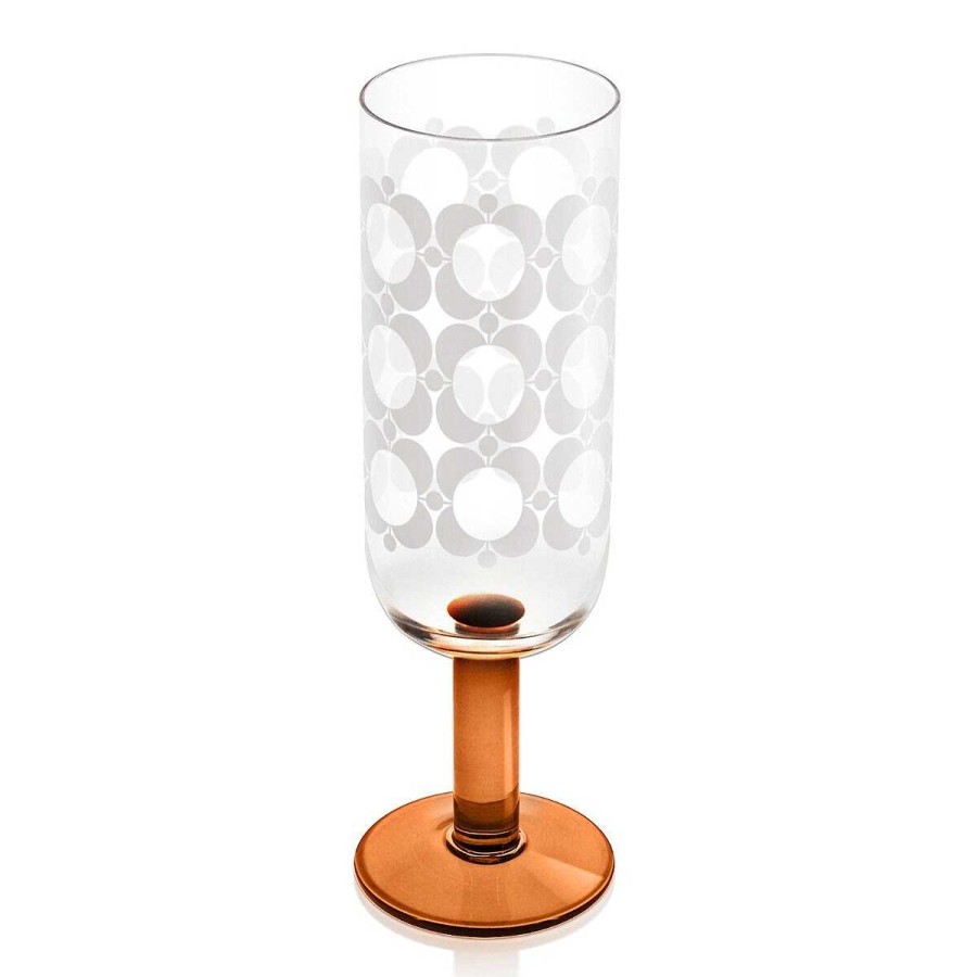 Glassware | Orla Kiely Orla Kiely Atomic Flower Brown Shades Set Of 4 Champagne Glasses