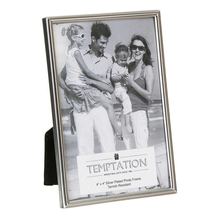 Photo Albums & Frames | Temptation Temptation Silver-Plated Narrow Ribbed Edge Frame 4X6