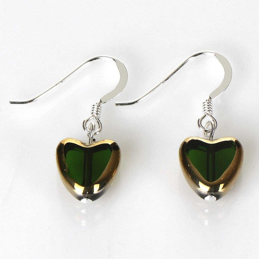 Earrings | Carrie Elspeth Carrie Elspeth Green Gold Edged Hearts Earrings