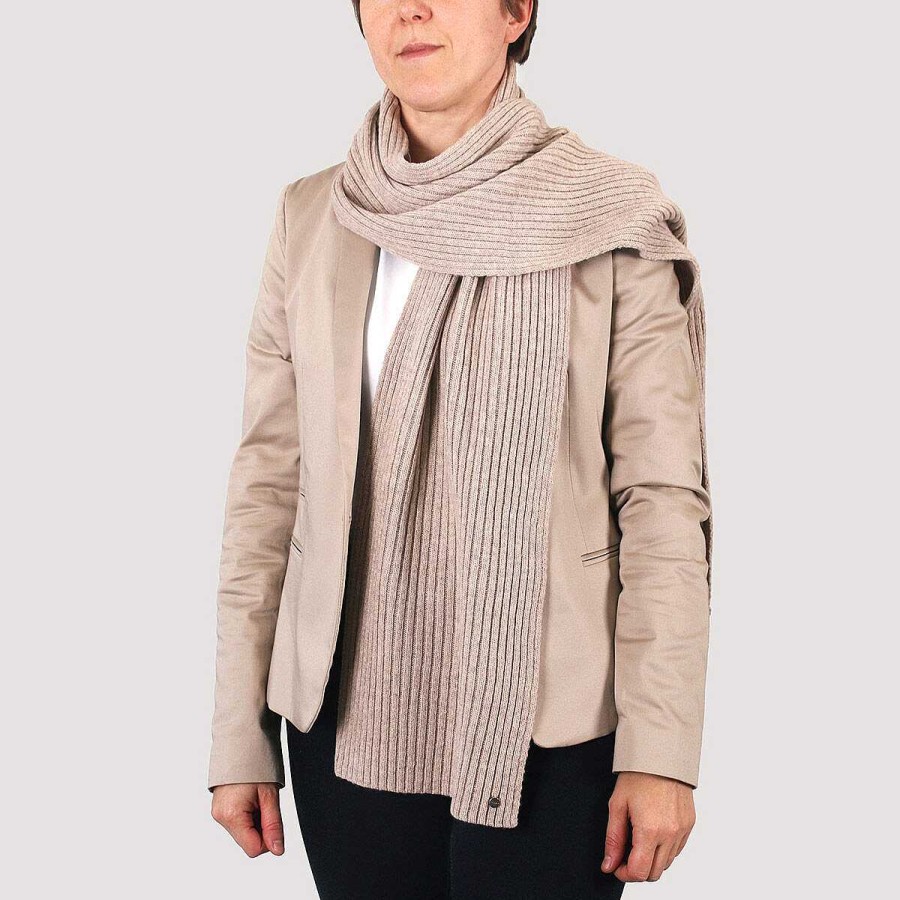 Scarves | Ted Baker Ted Baker Berryys Taupe Wool And Cashmere Blend Ribbed Scarf