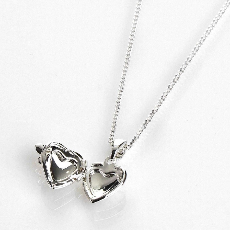 For Little Girls | Equilibrium Equilibrium Girls Silver Plated Butterfly Heart-Shaped Locket