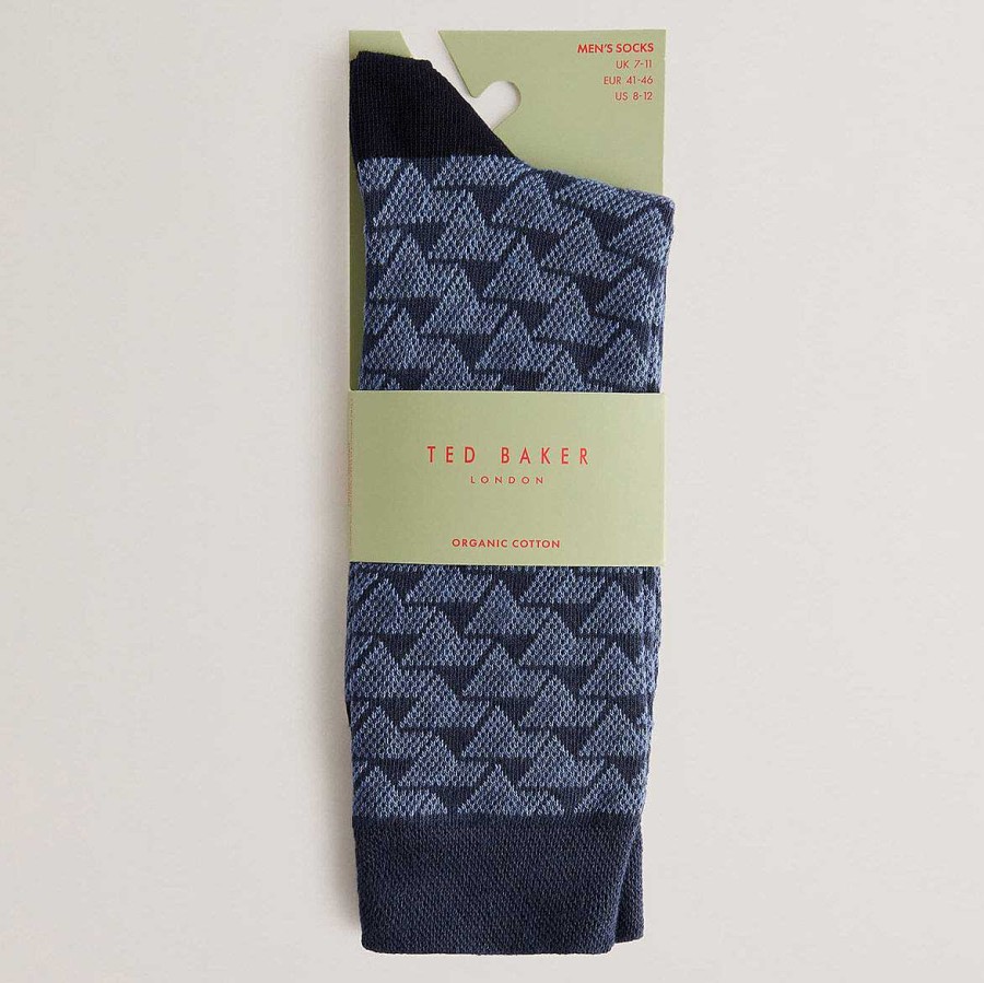 Socks | Ted Baker Ted Baker Sokksev Blue Patterned Men'S Crew Socks