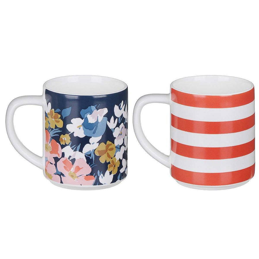 Mug Sets | Joules Joules The Bright Side Set Of Two Stackable Mugs