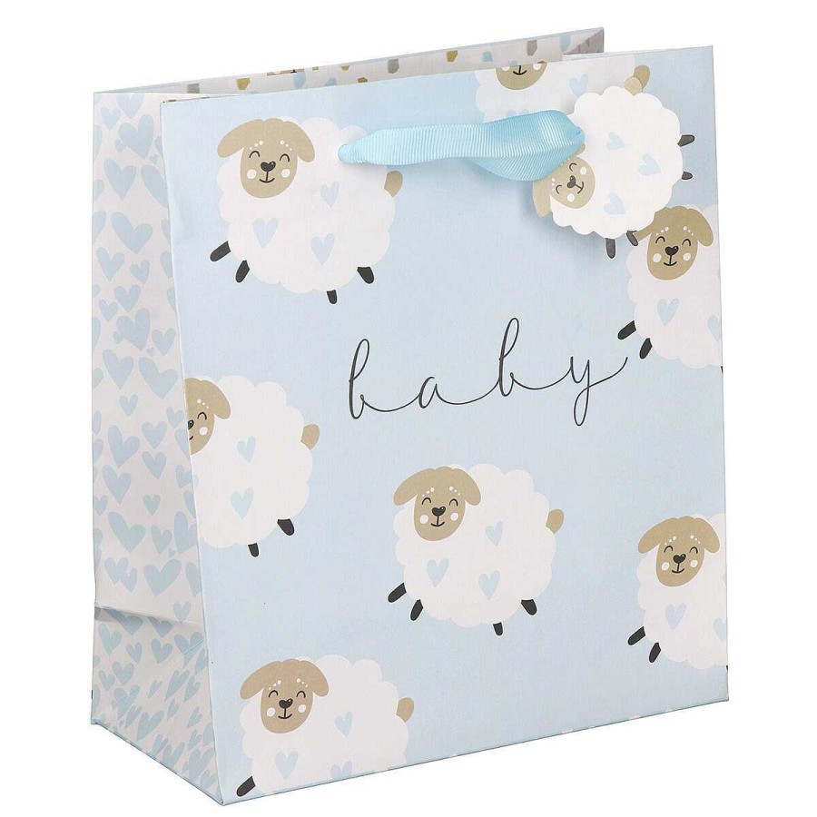 Medium Gift Bags | Glick Glick Stephanie Dyment Sheep Blue Medium Gift Bag