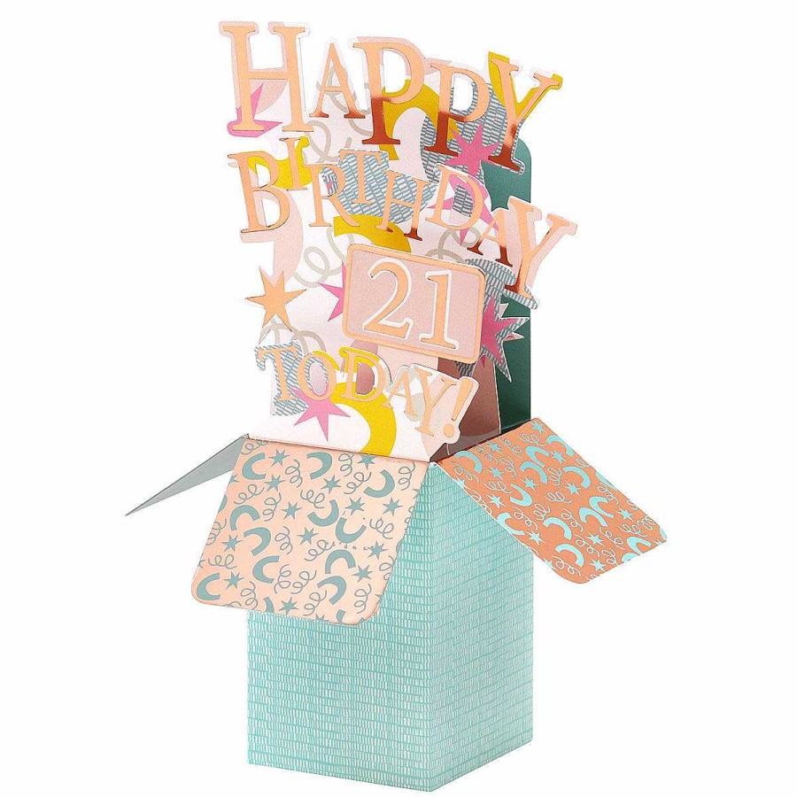 Age Cards | Second Nature Second Nature Clever Cubes Confetti & Stars 21St Birthday 3D Card