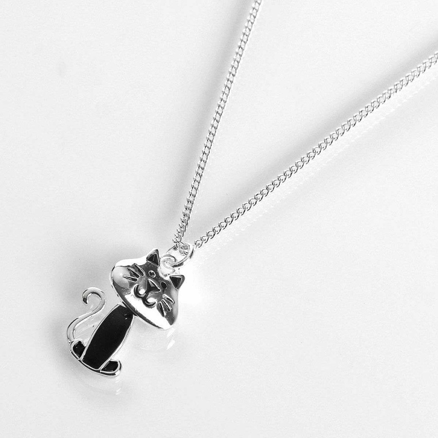 For Little Girls | Equilibrium Equilibrium Girls Silver Plated Cute Cat Necklace