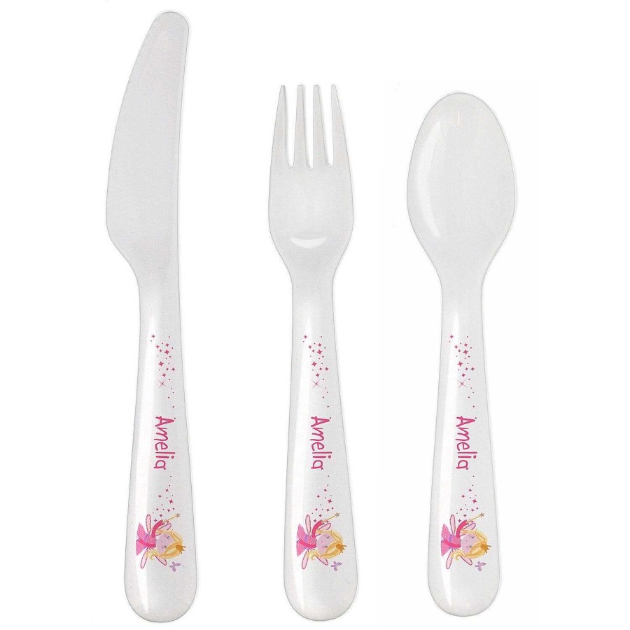 Personalised / Experience | Temptation Gifts Personalised Garden Fairy 3 Piece Plastic Cutlery Set