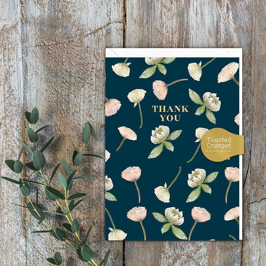 Thank You | Toasted Crumpet Toasted Crumpet Peonies & Waterlilies Mini Thank You Card