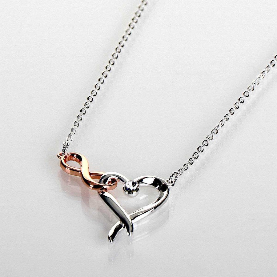 Bridal Jewellery | Equilibrium Equilibrium Two Tone Kiss Collection Hearts & Kisses Necklace